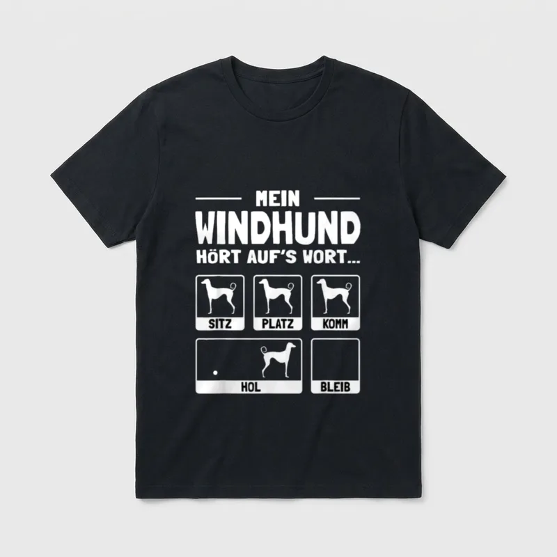 Windhund T-Shirt 0193 – Klassisches T-Shirt in Schwarz