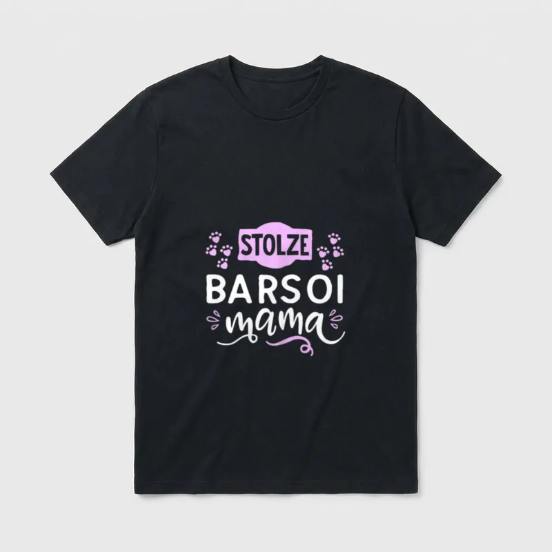 Stolze Barsoi Mama-Niedlich Lustige T-Shirt – Klassisches T-Shirt in Schwarz