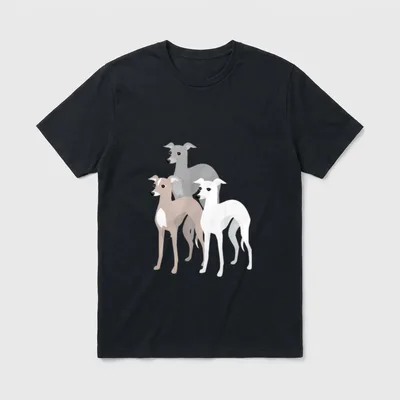 Drei Whippet oder italienische T-Shirt – Klassisches T-Shirt in Schwarz