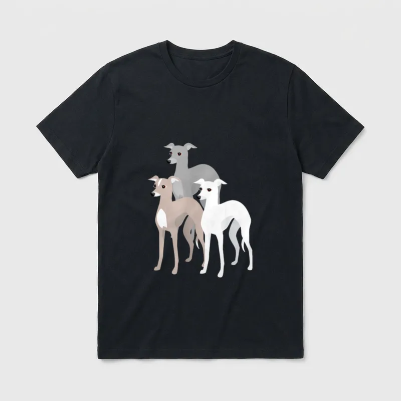 Drei Whippet oder italienische T-Shirt – Klassisches T-Shirt in Schwarz