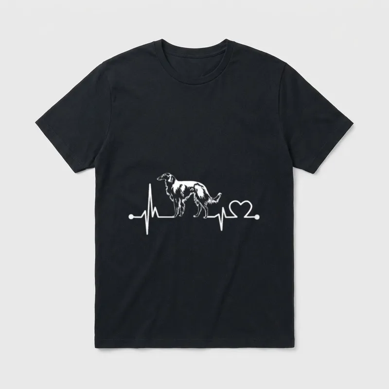 Barsoi Herzschlag Hemd Hund T-Shirt – Klassisches T-Shirt in Schwarz