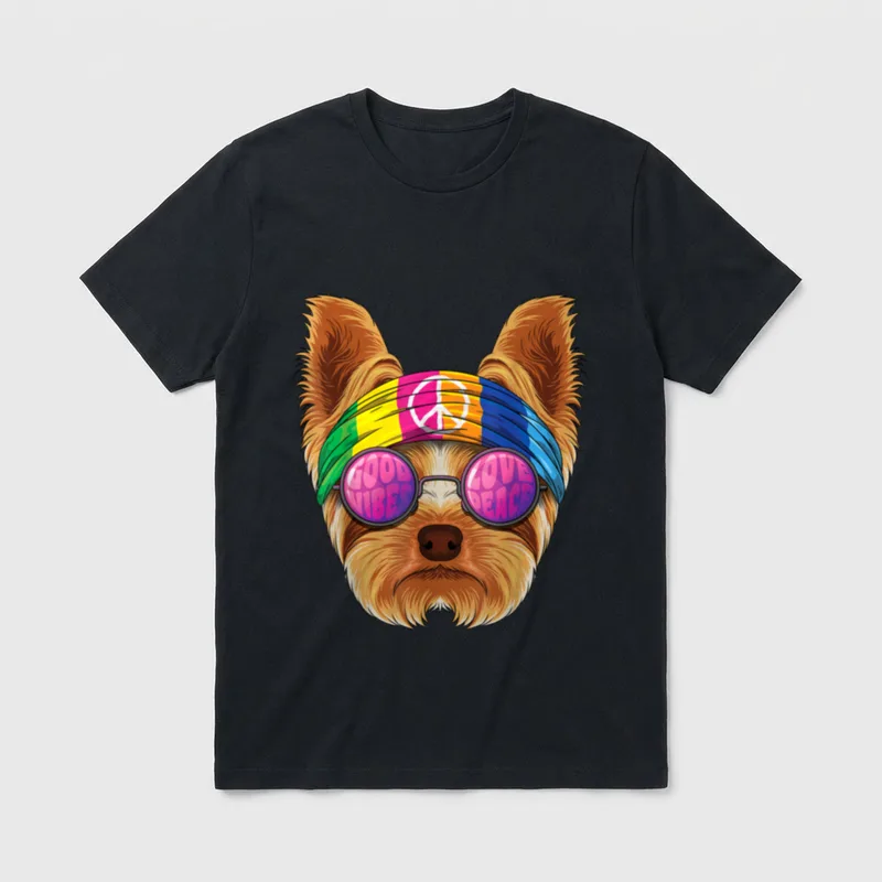 Hippie Yorkshire Terrier Liebe T-Shirt – Klassisches T-Shirt in Schwarz