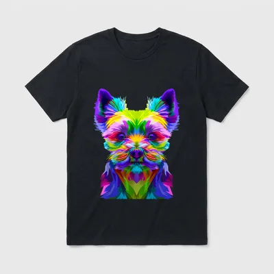 Yorkshire Terrier buntes Pop T-Shirt – Klassisches T-Shirt in Schwarz