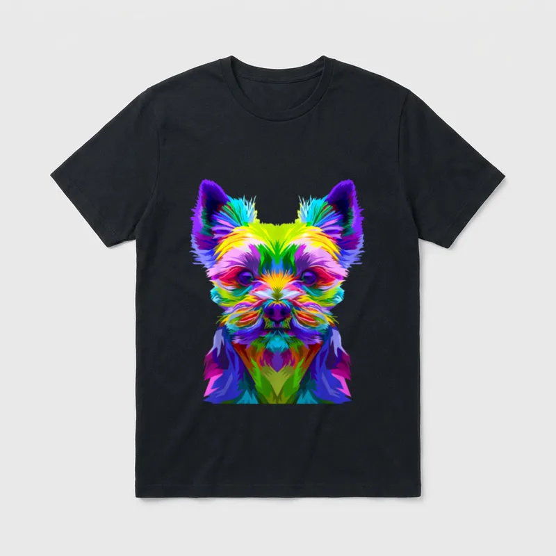 Yorkshire Terrier buntes Pop T-Shirt – Klassisches T-Shirt in Schwarz