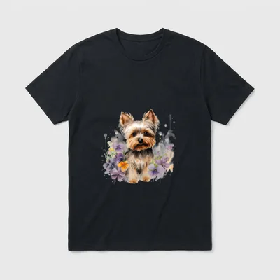 Yorkshire Terrier Mom Floral T-Shirt – Klassisches T-Shirt in Schwarz
