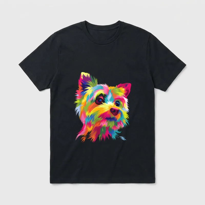 Bunte Pop Art Yorkshire T-Shirt – Klassisches T-Shirt in Schwarz