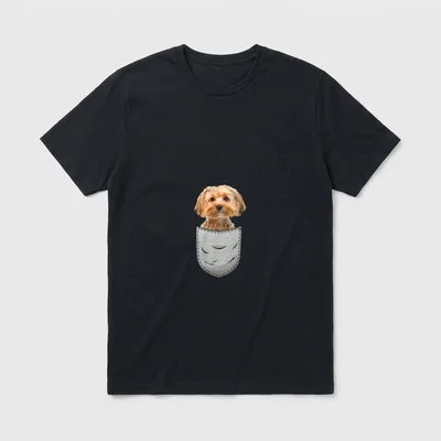 Yorkshire Terrier Brust-Tasche Pocket T-Shirt – Klassisches T-Shirt in Schwarz