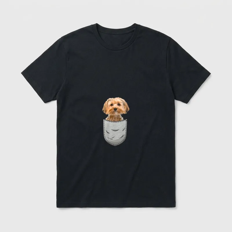 Yorkshire Terrier Brust-Tasche Pocket T-Shirt – Klassisches T-Shirt in Schwarz