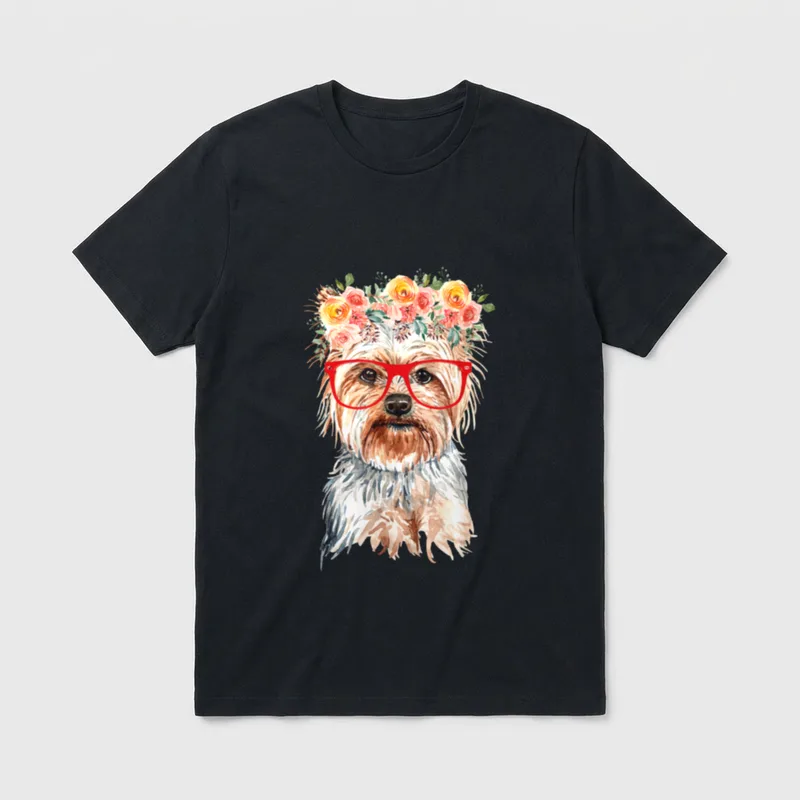 Lustiger Hund Yorkshires Terrier T-Shirt 0018 – Klassisches T-Shirt in Schwarz