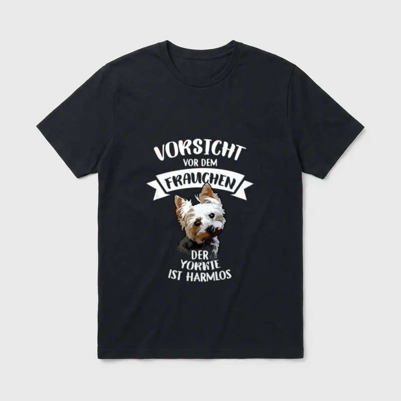 Vorsicht Vor Dem Frauchen Yorkshire Terrier T-Shirt – Klassisches T-Shirt in Schwarz