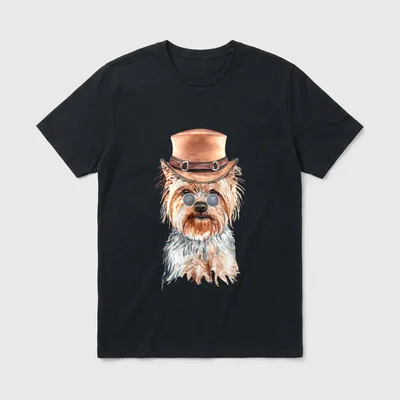 Aquarell Yorkie Yorkshire Terrier T-Shirt 0033 – Klassisches T-Shirt in Schwarz