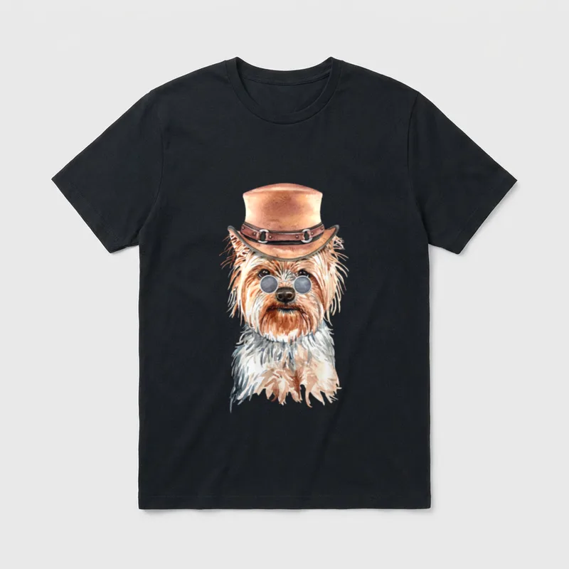 Aquarell Yorkie Yorkshire Terrier T-Shirt 0033 – Klassisches T-Shirt in Schwarz
