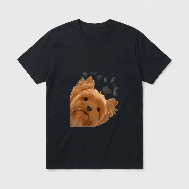 Neugieriger Hund Yorkshire Terrier T-Shirt – Klassisches T-Shirt in Schwarz