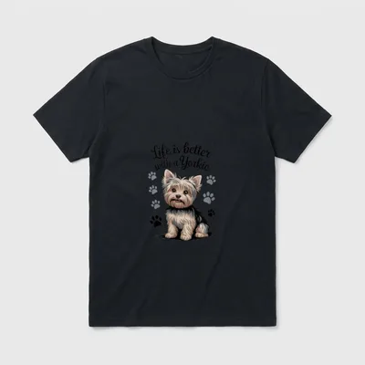 Das Leben ist Besser Yorkshire Terrier T-Shirt – Klassisches T-Shirt in Schwarz