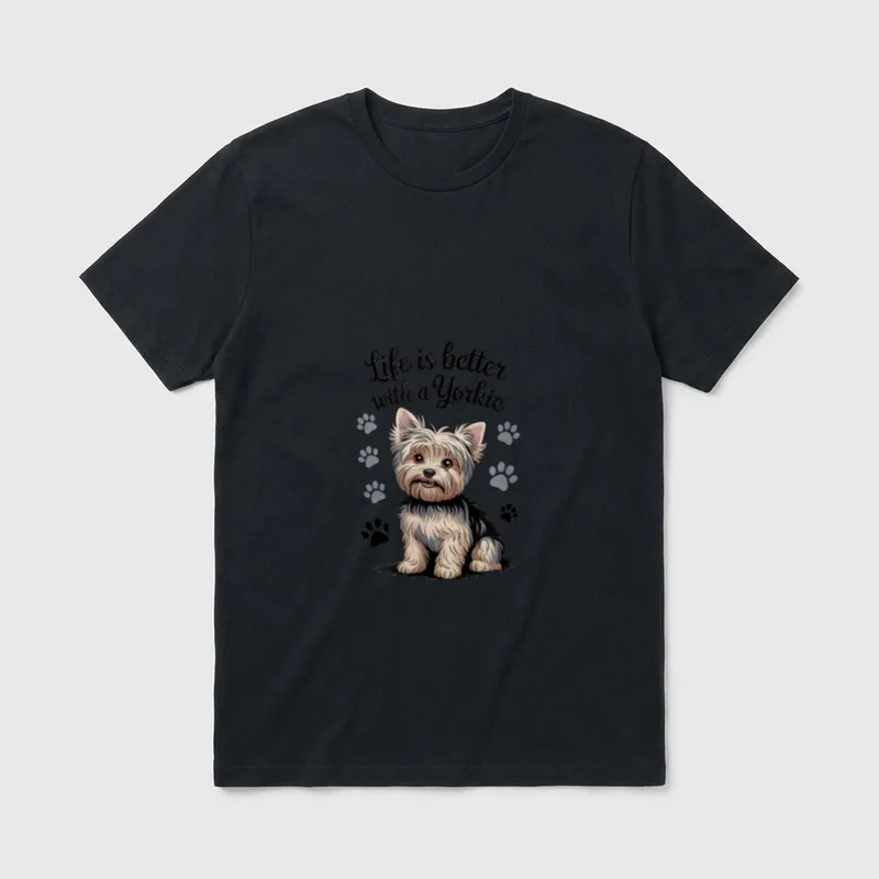 Das Leben ist Besser Yorkshire Terrier T-Shirt – Klassisches T-Shirt in Schwarz