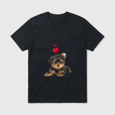 mit Yorkshire Terrier Hund T-Shirt 0057 – Klassisches T-Shirt in Schwarz