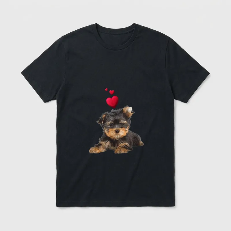 mit Yorkshire Terrier Hund T-Shirt 0057 – Klassisches T-Shirt in Schwarz