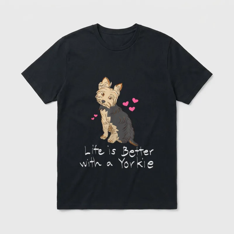 Life Is Better With Yorkshire Terrier T-Shirt – Klassisches T-Shirt in Schwarz